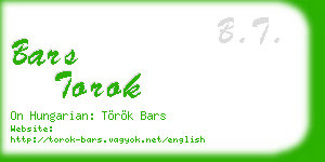 bars torok business card